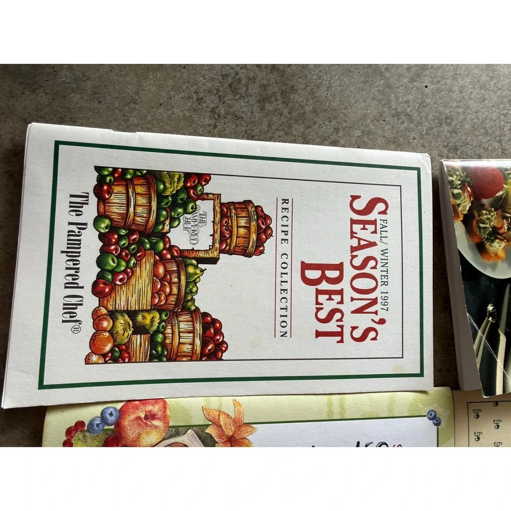 Pampered Chef Vintage Recipe Booklet Lot Season's Best Garnishes 4 Books 90s 00s